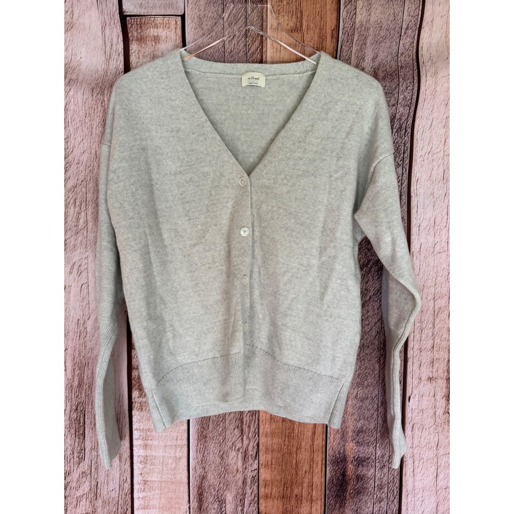 Wilfred Merino Wool Cardigan Sweater‎ Gray Minimalist Preppy Academia Size Large
